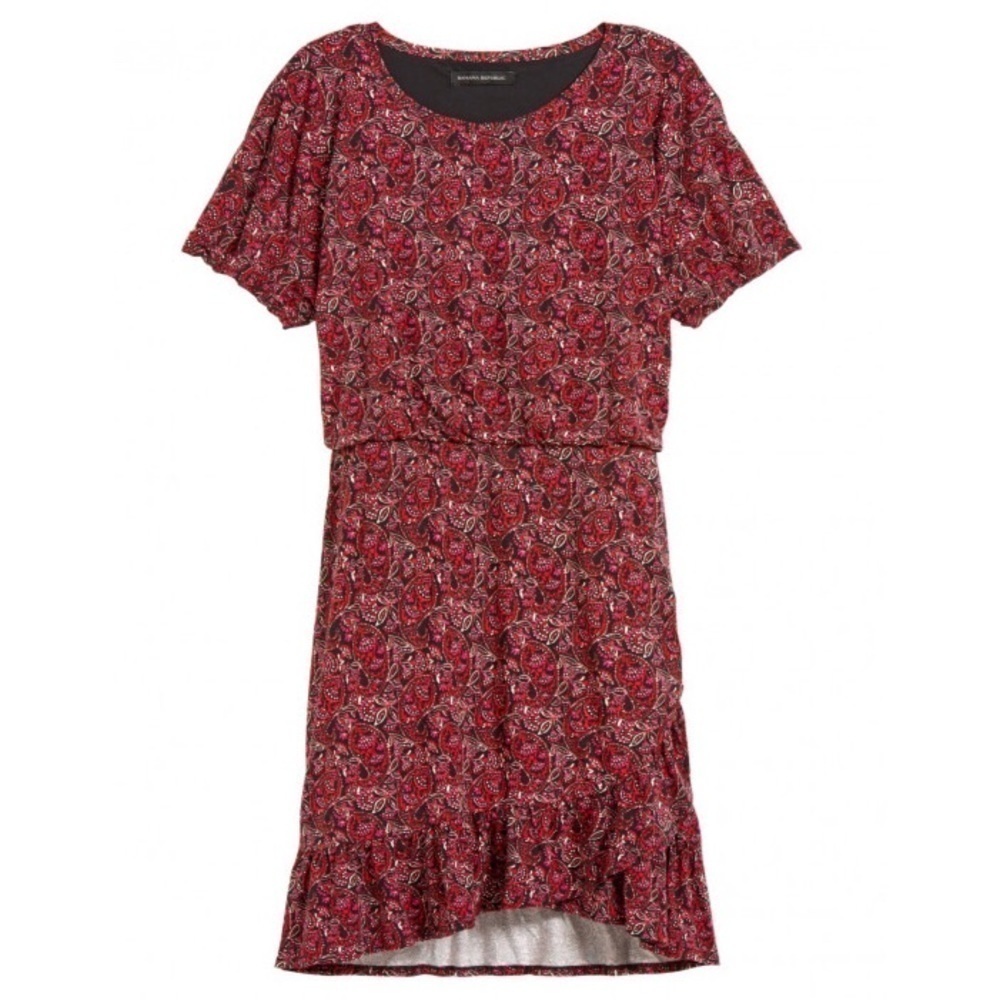 Banana Republic Flounce Hem T Shirt Dress Paisley